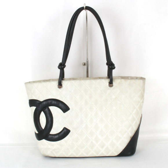 Chanel Cambon Tote White Leather Line Bag - Picture 1 of 1